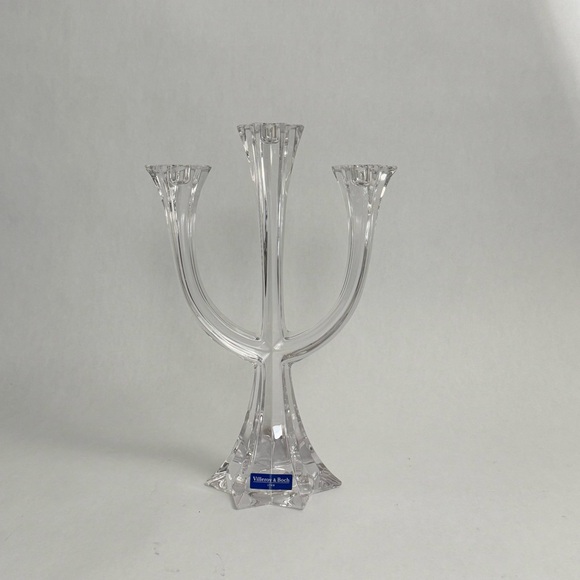 Villeroy & Boch Lucca 3-arm 24% Lead Crystal Glass Candelabra Austria 12” Tall - Picture 4 of 15